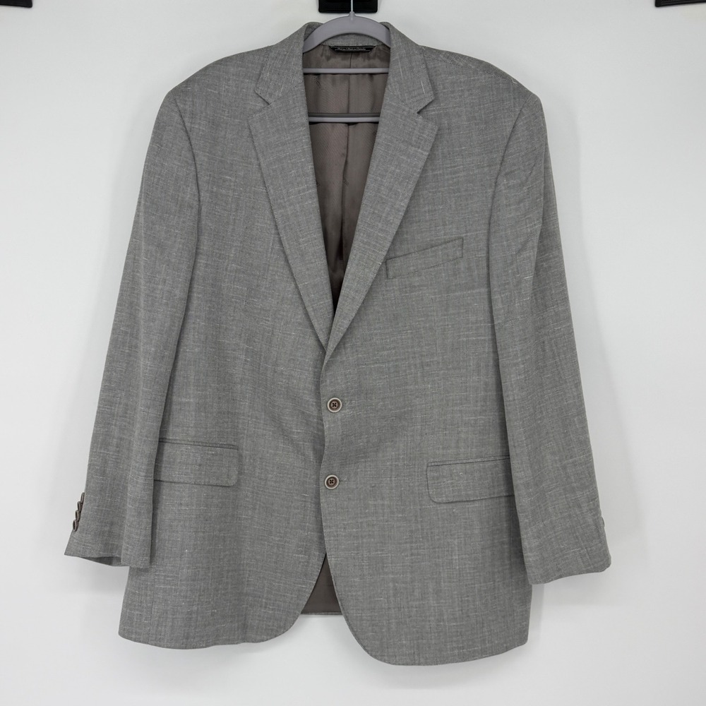 Jack Victor Luxor Sport Coat 43R Gray Wool Silk Linen Blazer
